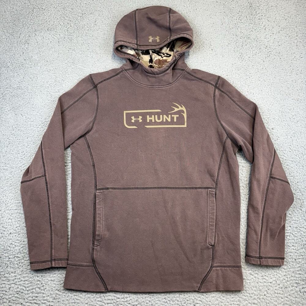 Under Armour Threadborne Loose Fit Hoodie Men’s Large Brown Hunt Camo Lined Hood
